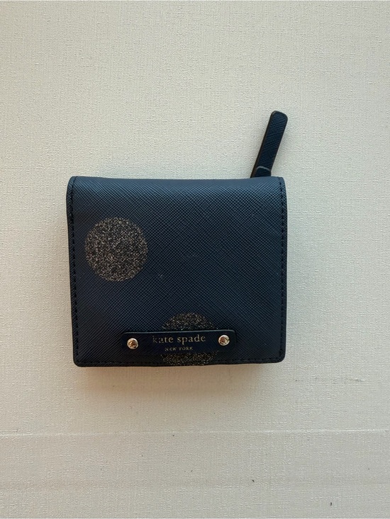 kate spade Other - Kate Spade New York Navy Glitter Polka Dot Bifold Wallet Zip Pocket